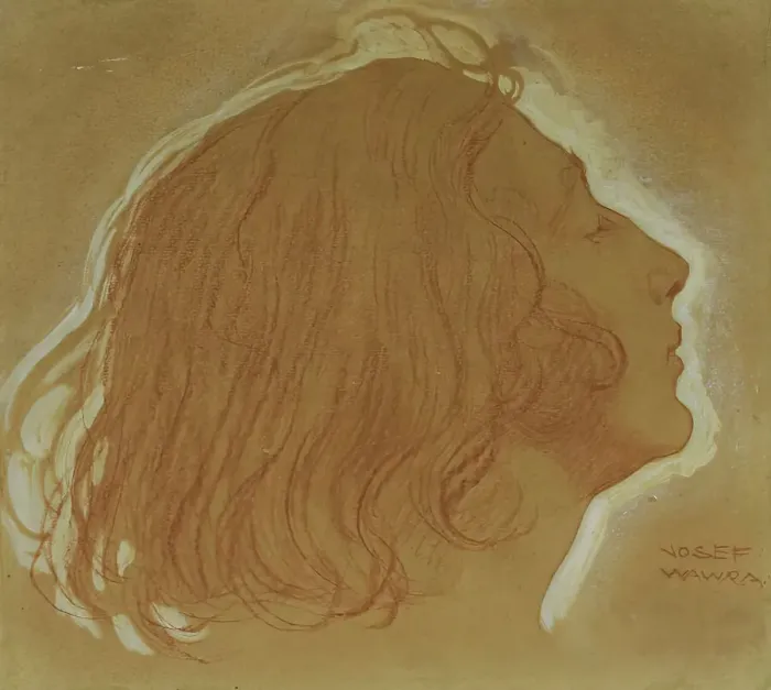 Framed Print : Girl's head in profile, 1920. Creator: Josef Wawra Framed Print : Girl's head in profile, 1920. Creator: Josef Wawra