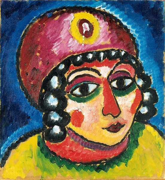Girls Head with Red Turban and Yellow Clasp (Barbarian Princess), c. 1912