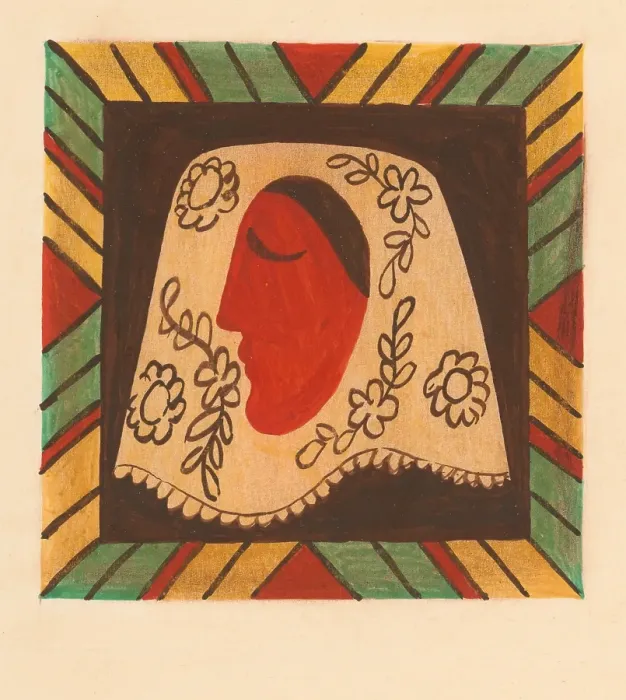 Framed Print : Girl's head in a scarf, 1937. Creator: Mikulas Galanda. Girl's head in a scarf, 1937. Creator: Mikulas Galanda Framed Print : Girl's head in a scarf, 1937. Creator: Mikulas Galanda. Girl's head in a scarf, 1937. Creator: Mikulas Galanda