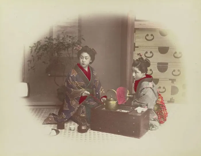 Framed Print : Girls at Home, 1870s-1890s. Creator: Kusakabe Kimbei Framed Print : Girls at Home, 1870s-1890s. Creator: Kusakabe Kimbei
