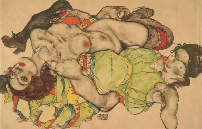 Framed Print : Two Girls Lying Entwined, 1915. Artist: Schiele, Egon (1890?1918) Framed Print : Two Girls Lying Entwined, 1915. Artist: Schiele, Egon (1890?1918)