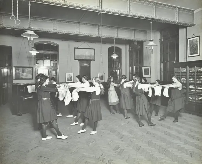Framed Print : Girls morris dancing, Cosway Street Evening Institute for Women, London, 1914 Framed Print : Girls morris dancing, Cosway Street Evening Institute for Women, London, 1914