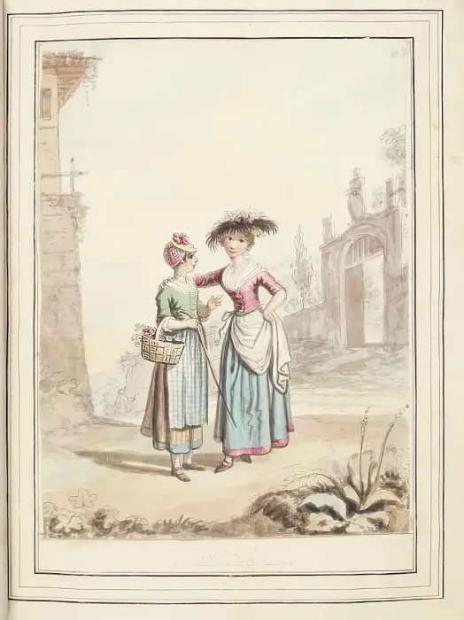 Framed Print : Girls of Parma and Cremona, leaf from A Collection of Dresses by David Allan Mostly from... 1776 Framed Print : Girls of Parma and Cremona, leaf from A Collection of Dresses by David Allan Mostly from... 1776