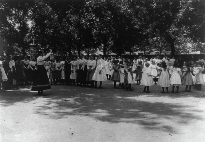 Framed Print : Girls on the playground, (1899?). Creator: Frances Benjamin Johnston Framed Print : Girls on the playground, (1899?). Creator: Frances Benjamin Johnston