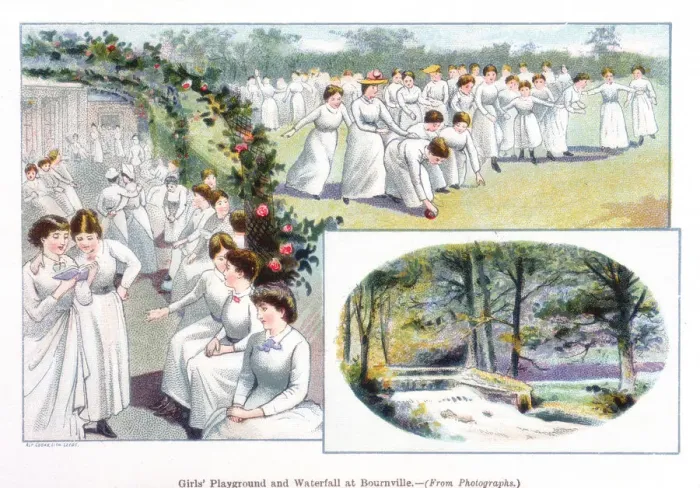 Framed Print : Girls Playground and Waterfall at Bournville, 1892 Framed Print : Girls Playground and Waterfall at Bournville, 1892
