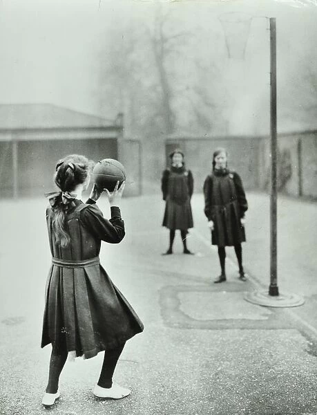 Girls playing netball, Chelsea Secondary School (Hortensia Road School), London, 1911
