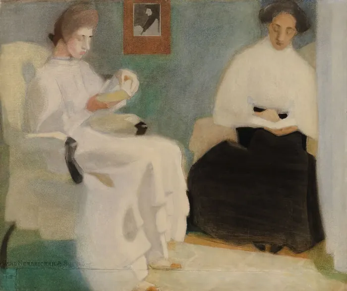 Framed Print : Girls Reading, 1907. Creator: Helene Schjerfbeck Framed Print : Girls Reading, 1907. Creator: Helene Schjerfbeck