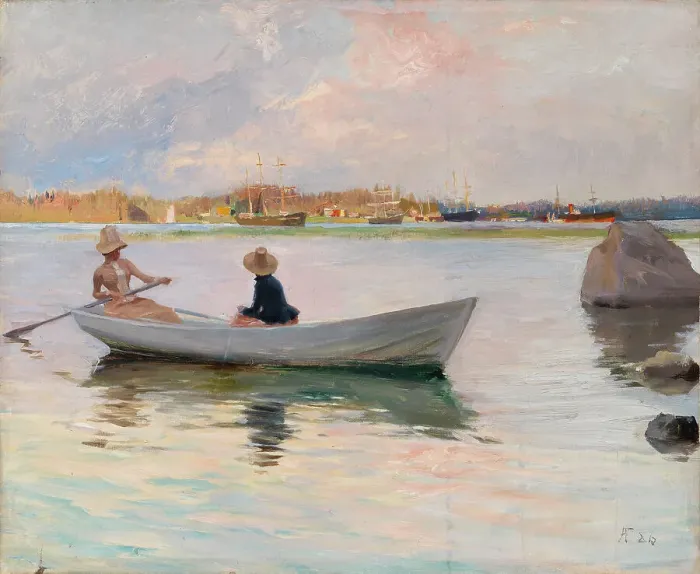 Framed Print : Girls in a Rowing Boat, 1886. Creator: Albert Edelfelt Framed Print : Girls in a Rowing Boat, 1886. Creator: Albert Edelfelt