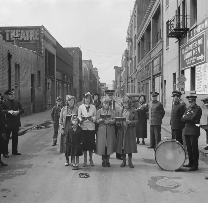 Framed Print : Girls Sunday school class sings between preaching, Salvation Army, San Francisco, California, 1939. Creator: Dorothea Lange Framed Print : Girls Sunday school class sings between preaching, Salvation Army, San Francisco, California, 1939. Creator: Dorothea Lange