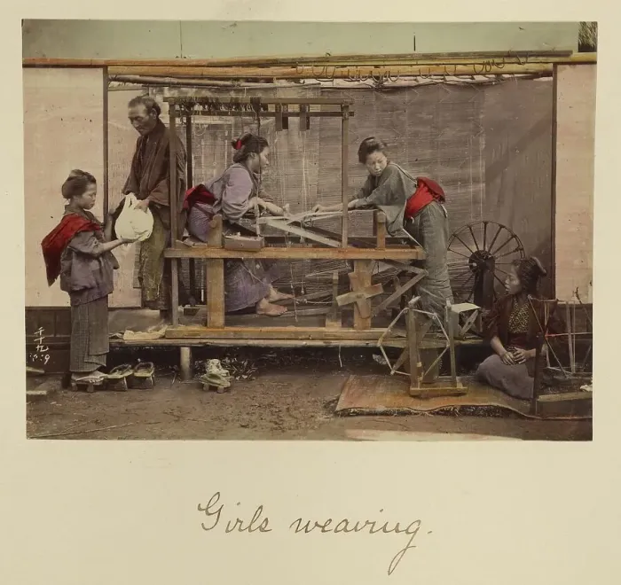 Framed Print : Girls Weaving, about 1873-1883. Creator: Shinichi Suzuki I Framed Print : Girls Weaving, about 1873-1883. Creator: Shinichi Suzuki I