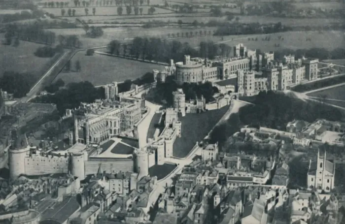 Framed Print : Girt with Grey Embattled Walls and Towers, The Oldest Home of British Majesty, c1935 Framed Print : Girt with Grey Embattled Walls and Towers, The Oldest Home of British Majesty, c1935