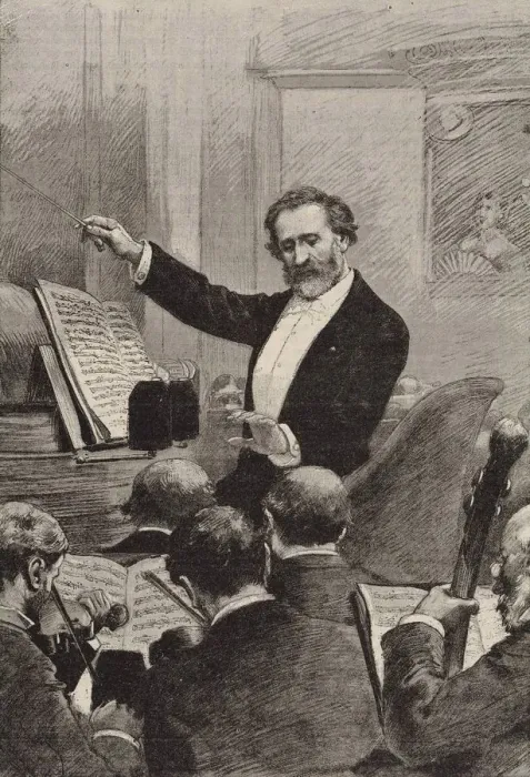 Framed Print : Giuseppe Verdi conducting the Paris Opera premiere of Aida at the Palais Garnier on 22 March 1880, 1 Framed Print : Giuseppe Verdi conducting the Paris Opera premiere of Aida at the Palais Garnier on 22 March 1880, 1