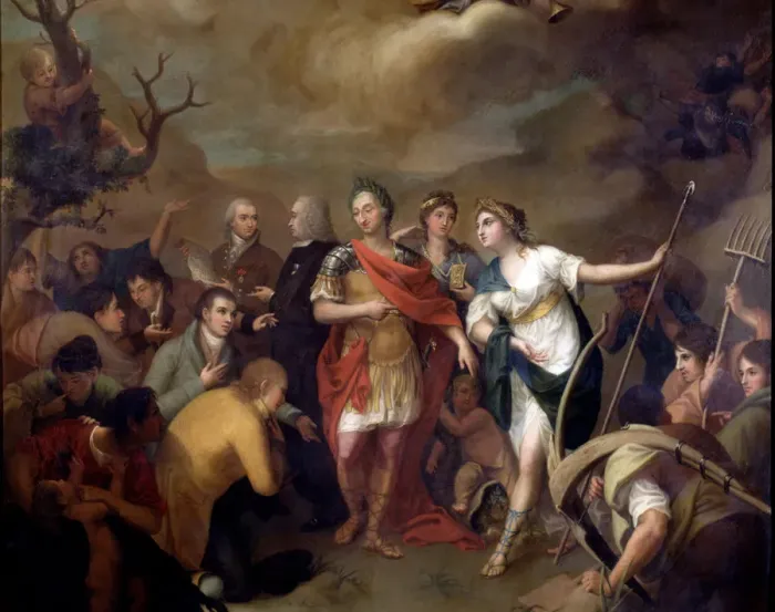 Framed Print : Giving the land to settlers of Sierra Morena Carlos III (1717-1788), King of Spain Framed Print : Giving the land to settlers of Sierra Morena Carlos III (1717-1788), King of Spain