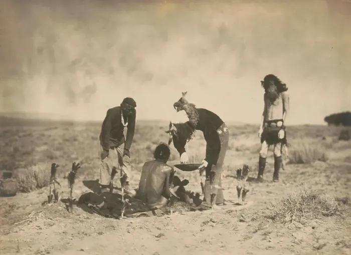 Framed Print : Giving the medicine-Navaho, c1905. Creator: Edward Sheriff Curtis Framed Print : Giving the medicine-Navaho, c1905. Creator: Edward Sheriff Curtis