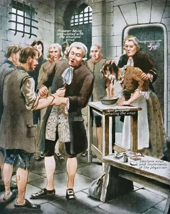 Framed Print : Giving Prisoners the Smallpox in Gaol, late 18th century, (c1934). Creator: Unknown. Giving Prisoners the Smallpox in Gaol, late 18th century, (c1934). Creator: Unknown Framed Print : Giving Prisoners the Smallpox in Gaol, late 18th century, (c1934). Creator: Unknown. Giving Prisoners the Smallpox in Gaol, late 18th century, (c1934). Creator: Unknown