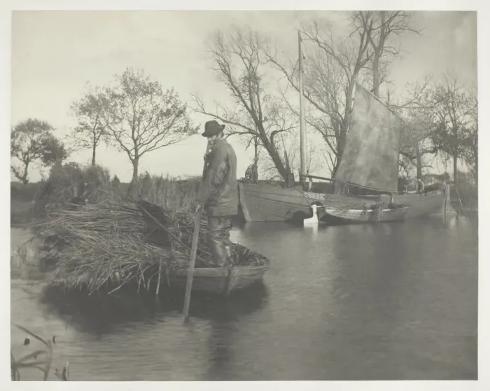 Framed Print : The Gladdon-Cutters Return, 1886. Creator: Peter Henry Emerson Framed Print : The Gladdon-Cutters Return, 1886. Creator: Peter Henry Emerson