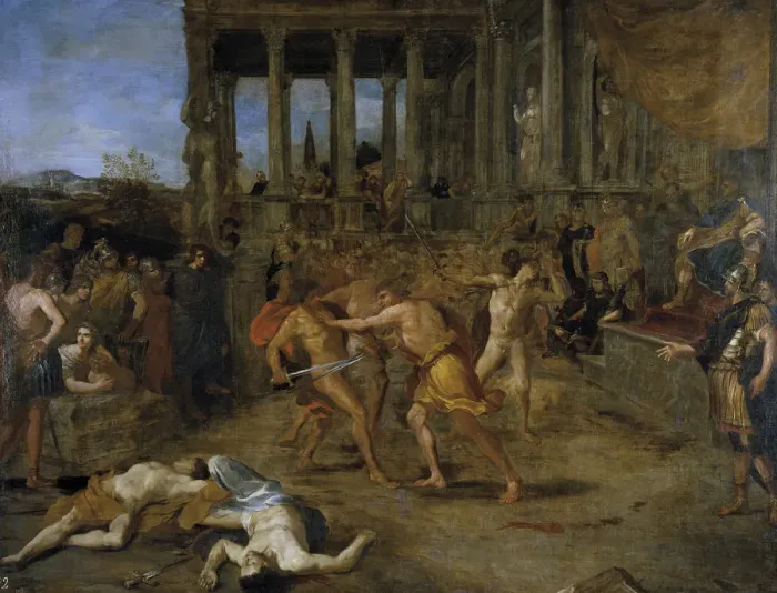 Framed Print : Gladiator Fights. Artist: Lanfranco, Giovanni (1582-1647) Framed Print : Gladiator Fights. Artist: Lanfranco, Giovanni (1582-1647)