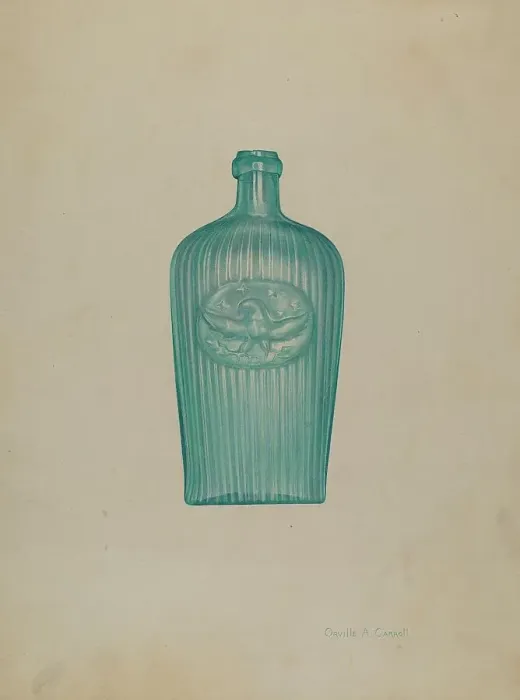 Framed Print : Glass Bottle, 1935 / 1942. Creator: Orville A. Carroll Framed Print : Glass Bottle, 1935 / 1942. Creator: Orville A. Carroll