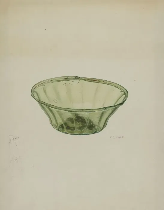 Framed Print : Glass Bowl, c. 1940. Creator: V. L. Vance Framed Print : Glass Bowl, c. 1940. Creator: V. L. Vance