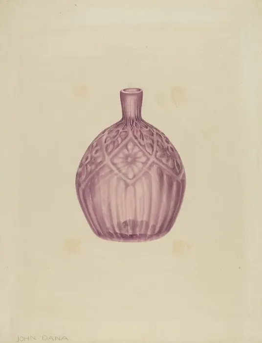 Framed Print : Glass Cologne Bottle, c. 1940. Creator: John Dana Framed Print : Glass Cologne Bottle, c. 1940. Creator: John Dana