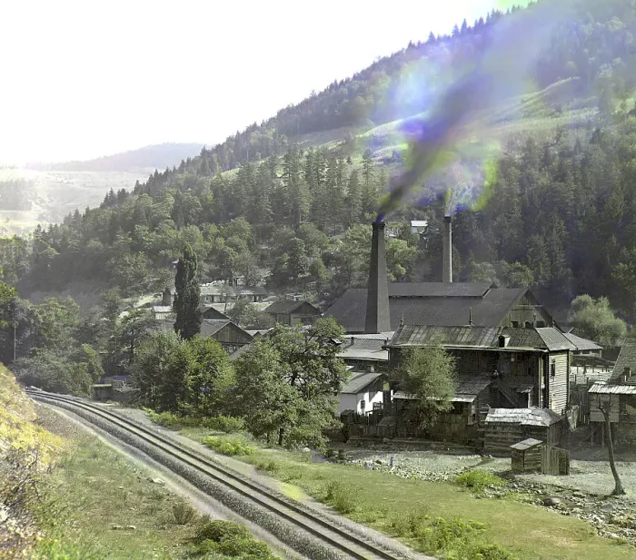 Framed Print : Glass factory in Borzhom, between 1905 and 1915. Creator: Sergey Mikhaylovich Prokudin-Gorsky Framed Print : Glass factory in Borzhom, between 1905 and 1915. Creator: Sergey Mikhaylovich Prokudin-Gorsky