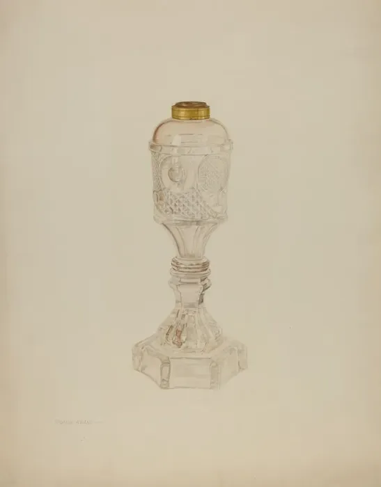 Framed Print : Glass Lamp, c. 1941. Creator: Frank M Keane Framed Print : Glass Lamp, c. 1941. Creator: Frank M Keane