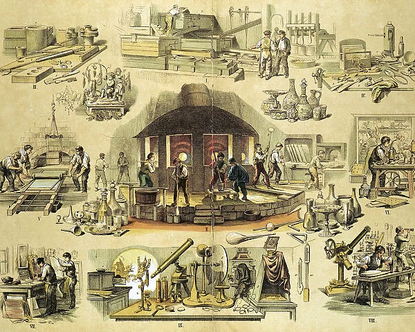Glass manufacturing, c1870