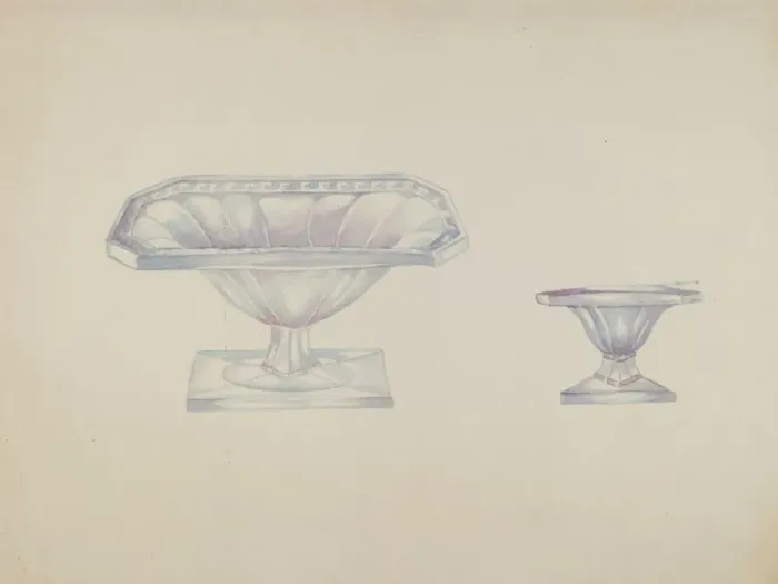 Framed Print : Glass Nut Dishes, c. 1937. Creator: Beulah Bradleigh Framed Print : Glass Nut Dishes, c. 1937. Creator: Beulah Bradleigh