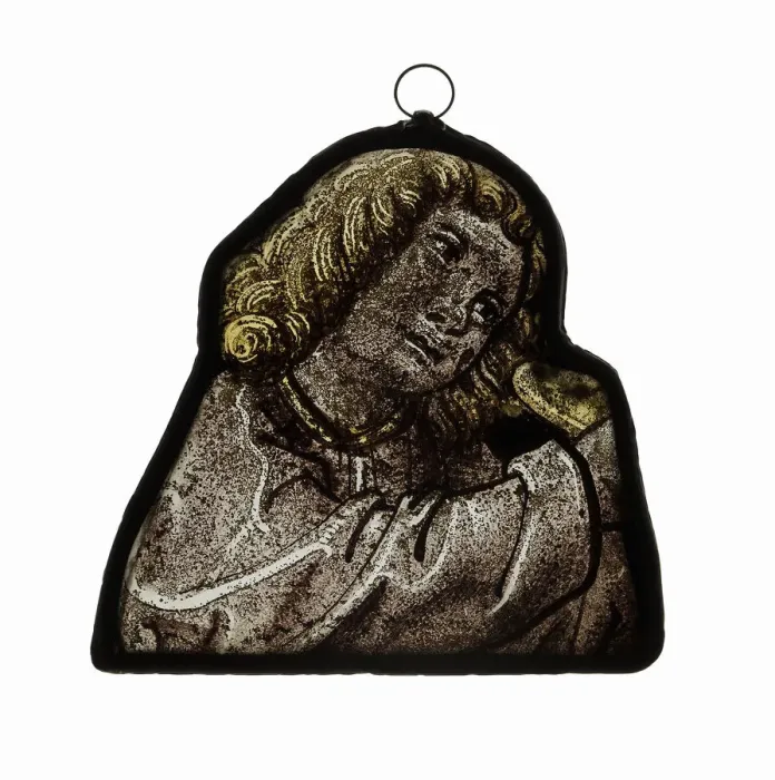 Framed Print : Glass Panel of Head of Angel, German or Swiss, late 15th century. Creator: Unknown Framed Print : Glass Panel of Head of Angel, German or Swiss, late 15th century. Creator: Unknown