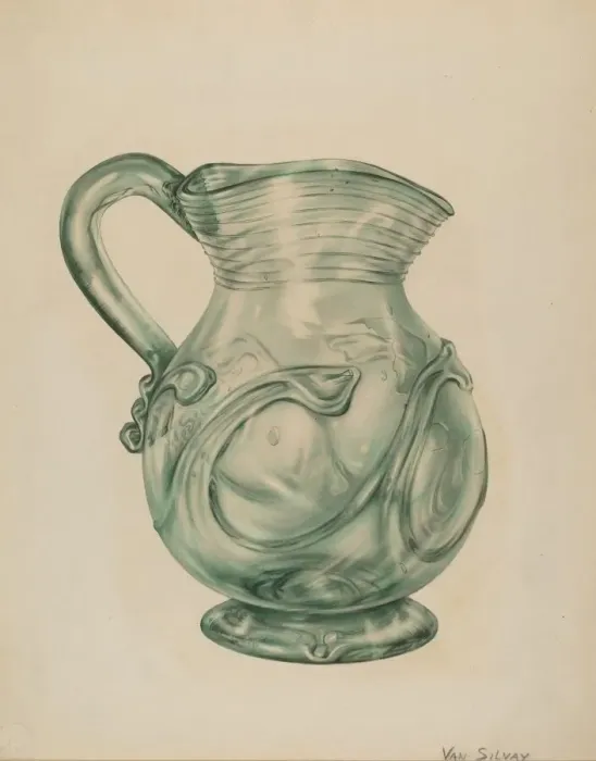 Framed Print : Glass Pitcher, 1935 / 1942. Creator: Van Silvay Framed Print : Glass Pitcher, 1935 / 1942. Creator: Van Silvay