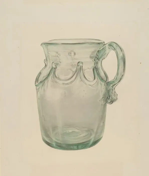 Framed Print : Glass Pitcher, c. 1940. Creator: Elisabeth Fulda Framed Print : Glass Pitcher, c. 1940. Creator: Elisabeth Fulda