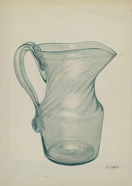 Glass Pitcher, c. 1940. Creator: V. L. Vance