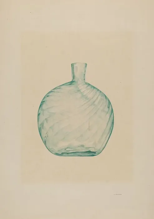 Framed Print : Glass Pocket Flask, c. 1938. Creator: G. A. Spangenberg Framed Print : Glass Pocket Flask, c. 1938. Creator: G. A. Spangenberg