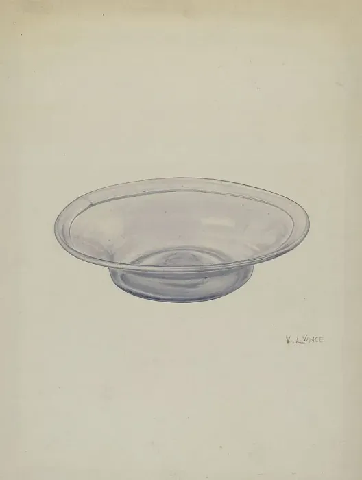Framed Print : Glass Sauce Dish, c. 1940. Creator: V. L. Vance Framed Print : Glass Sauce Dish, c. 1940. Creator: V. L. Vance