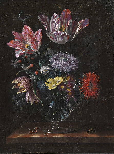 A Glass Vase with Flowers, 1667-1671. Creator: Jacob Marrel