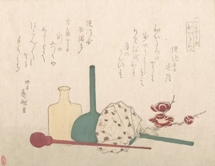 Framed Print : Glass-Wares with Plum Blossoms. Creator: Hachifusa Shuri Framed Print : Glass-Wares with Plum Blossoms. Creator: Hachifusa Shuri