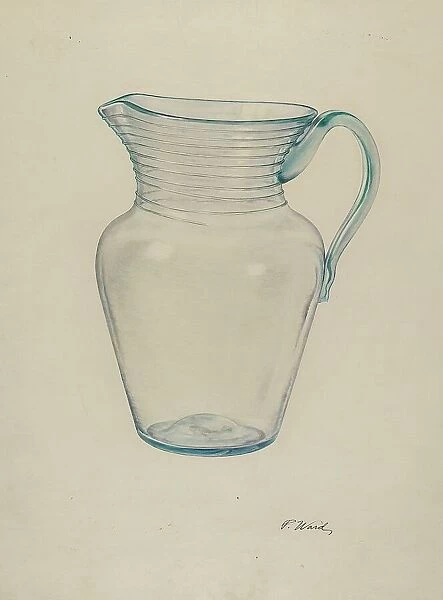 Glass Water Pitcher, c. 1940. Creator: Paul Ward