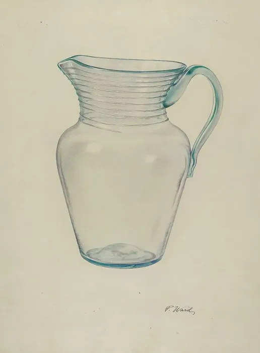 Framed Print : Glass Water Pitcher, c. 1940. Creator: Paul Ward Framed Print : Glass Water Pitcher, c. 1940. Creator: Paul Ward