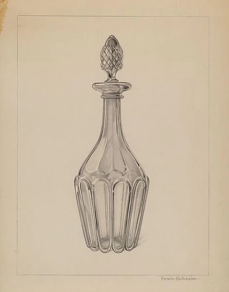 Glass Wine Decanter, c. 1937. Creator: Erwin Schwabe
