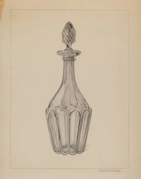 Framed Print : Glass Wine Decanter, c. 1937. Creator: Erwin Schwabe Framed Print : Glass Wine Decanter, c. 1937. Creator: Erwin Schwabe