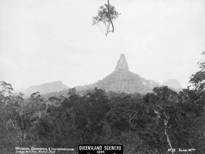 Framed Print : Glasshouse Mountains, Ngungun, Coonowrin and Tibberoowuccum, 1894. Creator: Unknown Framed Print : Glasshouse Mountains, Ngungun, Coonowrin and Tibberoowuccum, 1894. Creator: Unknown