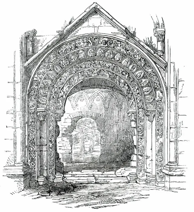 Framed Print : Glastonbury Abbey - North Door of St. Joseph's Chapel, 1850. Creator: Unknown Framed Print : Glastonbury Abbey - North Door of St. Joseph's Chapel, 1850. Creator: Unknown