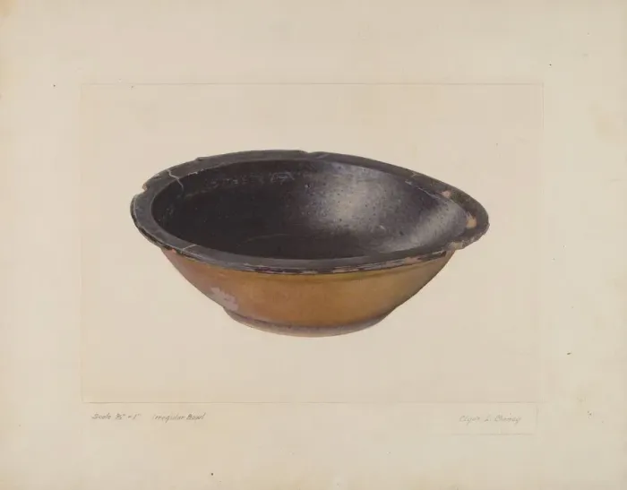 Framed Print : Glazed Clay Bowl, 1935 / 1942. Creator: Clyde L. Cheney Framed Print : Glazed Clay Bowl, 1935 / 1942. Creator: Clyde L. Cheney
