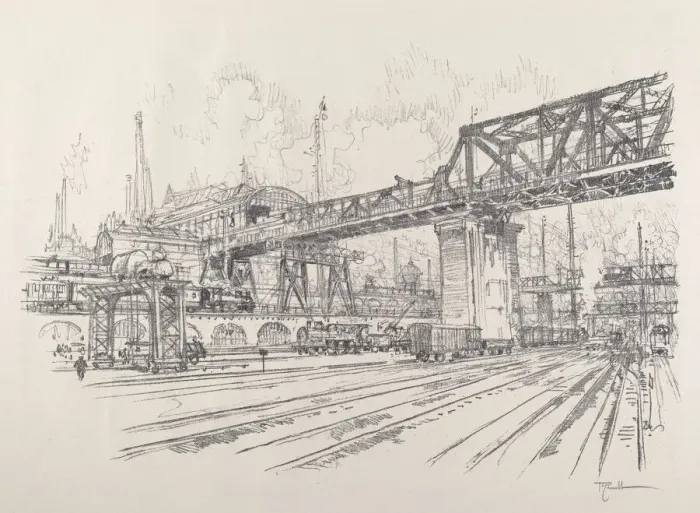 Framed Print : Gleisdreieck, 1921. Creator: Joseph Pennell Framed Print : Gleisdreieck, 1921. Creator: Joseph Pennell