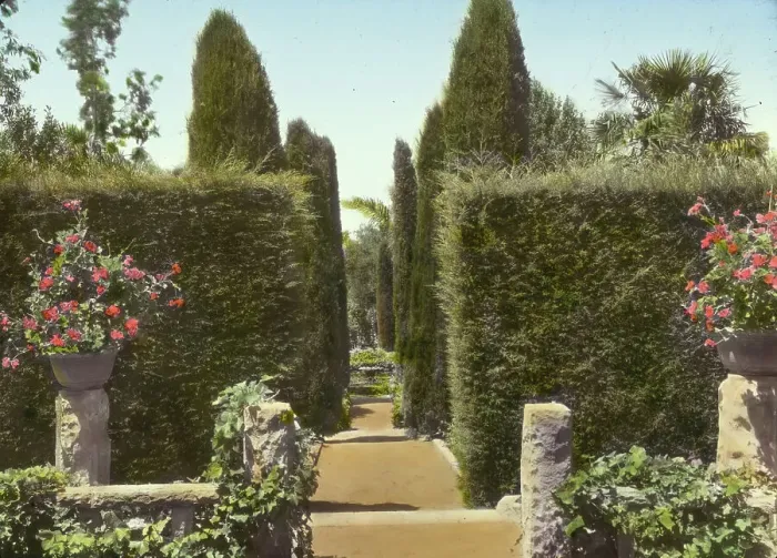 Framed Print : Glendessary, Robert Cameron Rogers house, Glendessary Lane, Santa Barbara, California, 1917. Creator: Frances Benjamin Johnston. Glendessary, Robert Cameron Rogers house, Glendessary Lane, Santa Barbara, California, 1917