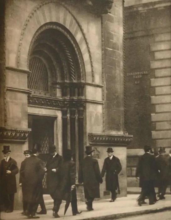 Framed Print : A Glimpse of Lothbury at Noon on a Business Day, c1935. Creator: Walter Benington Framed Print : A Glimpse of Lothbury at Noon on a Business Day, c1935. Creator: Walter Benington