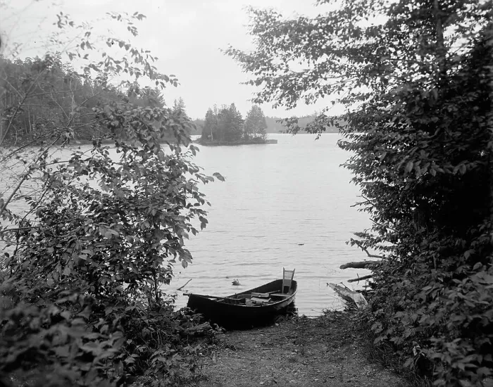 Framed Print : Glimpse of Upper St. Regis Lake, Adirondack Mtns. N.Y. between 1900 and 1910. Creator: Unknown Framed Print : Glimpse of Upper St. Regis Lake, Adirondack Mtns. N.Y. between 1900 and 1910. Creator: Unknown