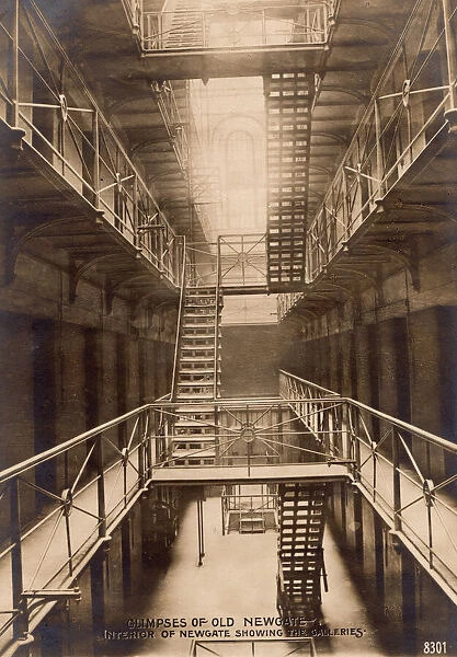 Glimpses of Old Newgate - Interior of Newgate showing the Galleries, c1900