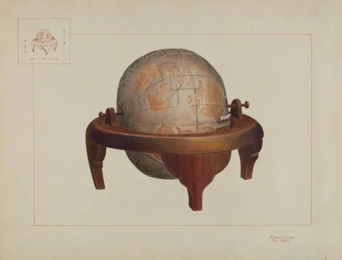 Framed Print : Globe, c. 1937. Creator: Edward L Loper Framed Print : Globe, c. 1937. Creator: Edward L Loper