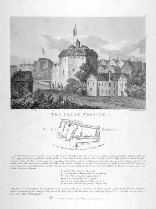 Framed Print : The Globe Theatre, Bankside, Southwark, London, 1810 Framed Print : The Globe Theatre, Bankside, Southwark, London, 1810